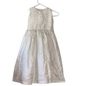 Ruffled Ruvi Girls Dress Size 6 Ivory Pleated Satin Sleeveless Formal Made In Me